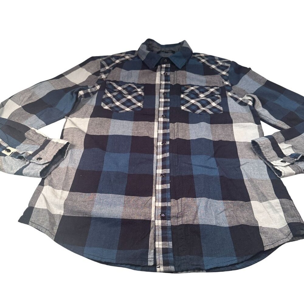 Buffalo David Bitton Pearl Snap Window Pane Shacket Mens Zipper Cowboy Western